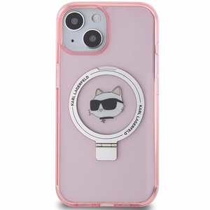 Karl Lagerfeld KLHMP15SHMRSCHP iPhone 15 6.1" pink/pink hardcase Ring Stand Choupette Head MagSafe