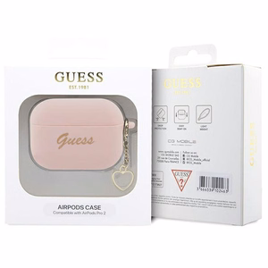 Guess GUAP2LSCHSP AirPods Pro 2 kuori vaaleanpunainen/vaaleanpunainen Silicone Charm Heart Collection