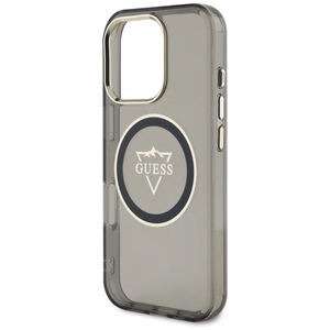 Guess IML Metal Mountain Logo MagSafe iPhone 16 Pro Max Suojakuori - musta