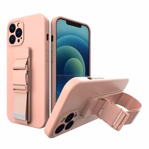 Rope tapauksessa Gel tapauksessa ketjun kaulanauha laukku Xiaomi Redmi 9 vaaleanpunainen kaulanauha