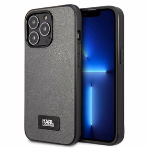 Karl Lagerfeld Saffiano Plaque Suojakuori iPhone 13 Pro Max 6.7" - Hopeinen