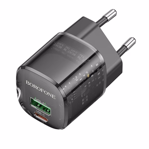 Borofone Wall charger BN17 Sunlight - USB + Type C -  QC 3.0 PD 20W 3A black