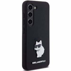 Karl Lagerfeld Silikoninen Choupette Metal Pin Suojakuori Samsung Galaxy S23:lle - musta