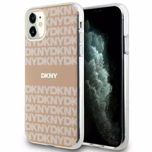 DKNY IML Mono ja Raita MagSafe Suojakuori iPhone 11 / Xr:lle - vaaleanpunainen
