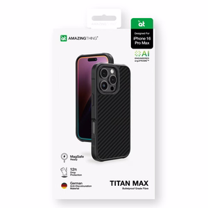 AmazingThing Titan Max Suojakuori 1500D Aramid-kuiduilla iPhone 16 Pro Max:lle - musta