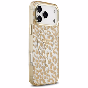 Guess Leopard Glitter MagSafe -kuori iPhone 17 Pro Max - ruskea