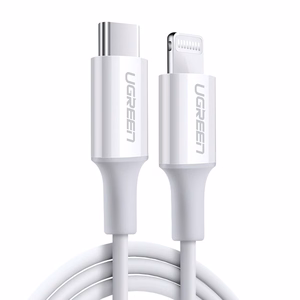 UGREEN US171 Lightning – USB-C MFi PD Kaapeli 20W 480Mb/s 1,0 m, valkoinen