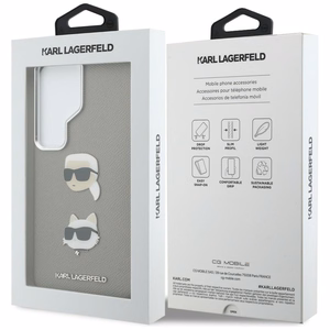 Karl Lagerfeld Suojakuori Saffiano Double Heads Metal Samsung Galaxy S26 Ultra:lle hopeinen