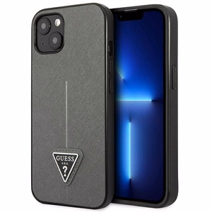 Guess GUHCP13SPSATLG iPhone 13 mini 5,4 "hopea / hopea kovakotelo SaffianoTriangle Logo