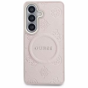 Guess Suojakuori Saffiano Peony Embossed Ring MagSafe Samsung Galaxy S26:lle vaaleanpunainen