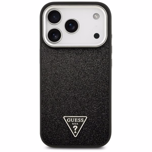 Guess Glitter Triangle Logo MagSafe suojakuori iPhone 17 Pro - musta