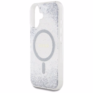 Guess HC Resin Bottom Glitter MagSafe Suojakuori iPhone 16:lle - hopeinen