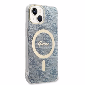 Setti Guess GUBPP14MH4EACSB kotelo+laturi iPhone 14 Plus 6.7" sininen kovakotelo 4G Print MagSafe