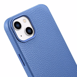 iCarer Litchi Premium Nahkakotelo iPhone 14 Plus Magneettinen nahkakotelo MagSafe vaaleansininen (WMI14220711-LB)