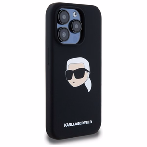 Karl Lagerfeld KLHMP15LSKHPPLK iPhone 15 Pro 6.1 musta/musta kovakuori Silikoninen Karl Head Print MagSafe