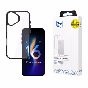 3mk Satin Armor Case+ iPhone 16 Plus:lle - Läpinäkyvä mustalla kehyksellä