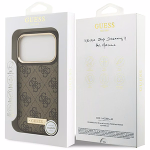 Guess 4G Logo Plate MagSafe suojakuori iPhone 17 Pro - ruskea