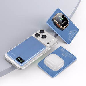 Blavec BJ-03 5000 mAh erittäin ohut magneettinen MagSafe-varavirtalähde, 7,8 mm, USB-C, 22,5 W, 3-in-1 (PBBJ03-MC5LB) (väri: vaaleansininen; alumiinirunko)