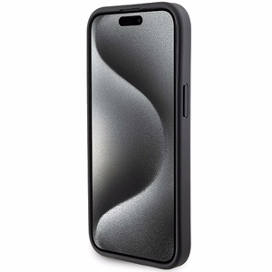 Karl Lagerfeld Gripstand Saffiano Karl&Choupette Pins Suojakuori iPhone 15 Plus / 14 Pluslle - musta