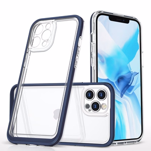 Kirkas 3in1 tapauksessa iPhone 12 Pro Max sininen kehys geeli kansi