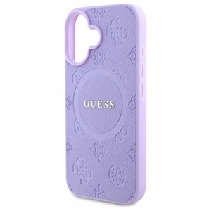 Guess Saffiano Peony Classic Logo MagSafe Suojakuori iPhone 16 Plus:lle - violetti