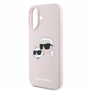 Karl Lagerfeld Silikoninen Nauble Heads Print MagSafe Suojakuori iPhone 16 Plus:lle - Vaaleanpunainen