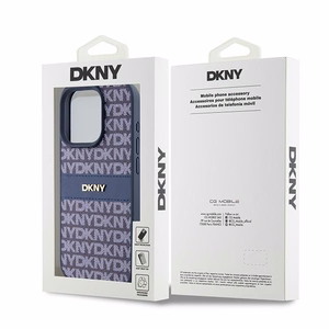 DKNY Nahkainen Mono Raita ja Metallinen Logo Suojakuori iPhone 15 Pro:lle - sininen