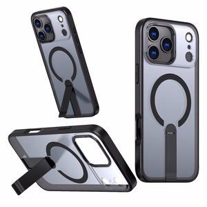 Hybrid Armor X Suojakuori iPhone 17 Pro:lle MagSafe-yhteensopivalla jalustalla - musta