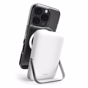 Puro 10000mAh MagSafe Wireless Power Bank alumiinisella jalustalla - Valkoinen