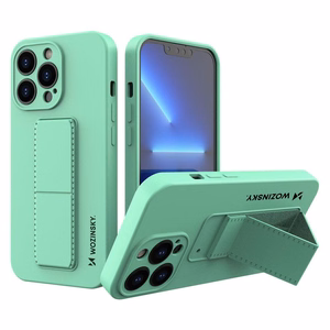 Wozinsky Kickstand Case iPhone 13 mini silikonikotelo jalustalla minttu