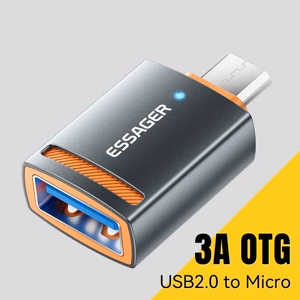 Adapter Essager "HuntUM" Black (In: USB / Out: MicroUSB )