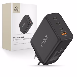Tech-Protect NC240W-GaN 4-Port 240W Seinälaturi - Musta