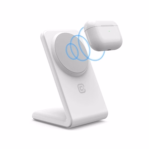 Crong MagSpot Stand 2-in-1 MagSafe-compatible wireless charger for iPhone and AirPods, white