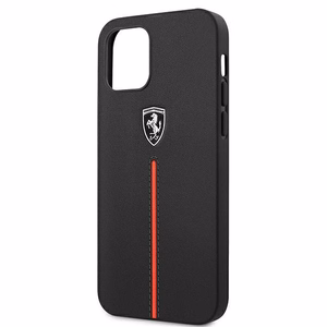 Ferrari FEOMSHCP12LBK iPhone 12 Pro Max musta/musta kovakotelo Off Track Nahka Nylon Stripe Nylon Stripe