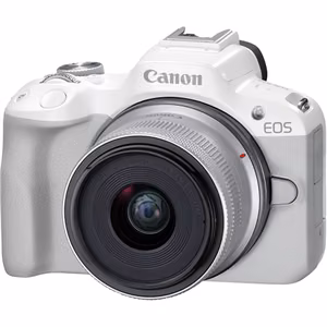 Canon EOS R50 WH + RF-S 18-45mm F4.5-6.3 IS STM (SIP) Megapixel 24.2 MP Image stabilizer ISO sensitivity (max) 32000 Display diagonal 2.95 " Wi-Fi Video recording Automatic, manual CMOS White