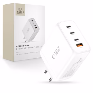 Tech-Protect NC200W-GaN 4-Port 200W Seinälaturi - Valkoinen
