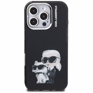 Karl Lagerfeld IML Aquarelle Karl & Choupette & Logo iPhone 16 Pro Case Black