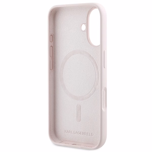 KARL LAGERFELD Silikoninen KC Body Ring MagSafe Suojakuori KLHMP16MSCMKCRHP iPhone 16 Plus:lle - Vaaleanpunainen