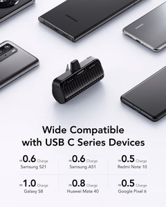 Ulkoinen akku Veger PlugOn (W0558) PD QC3.0 3A 20W 5000 mAh sisäänrakennetulla Type C -liittimellä musta