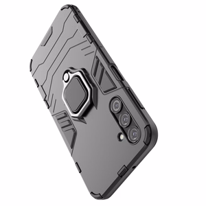 Ring Armor panssari Suojakuori Samsung Galaxy A24 4G:lle Magneettinen pidike sormusrengas musta
