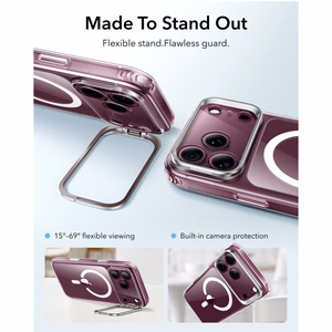 ESR Classic Hybrid Kickstand MagSafe suojakuori malleille iPhone 18 Pro Max / 17 Pro Max, läpinäkyvä