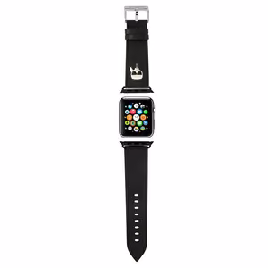 Karl Lagerfeld Ikonik Saffiano Karl Heads -ranneke Apple Watchille (38 / 40 / 41 mm) - musta