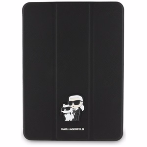 Karl Lagerfeld Saffiano Magneettinen Karl & Choupette iPad Air 11" 2024 Book Cover Suojakuori - Musta