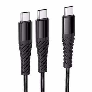 Hoco 2-in-1 USB-C - USB-C+C -kaapeli 1 m X123 - musta