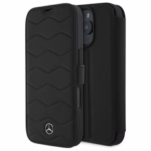 Mercedes MB Waves nahkainen Suojakuori iPhone 16 Pro Max:lle - musta