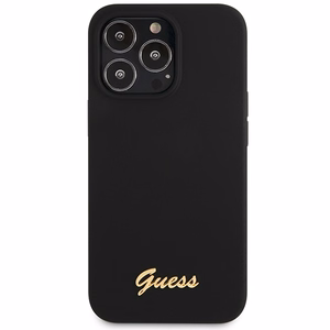 Guess GUHCP13XLSLMGBK iPhone 13 Pro Max 6.7 musta/musta kovakuori Silicone Script Gold Logo