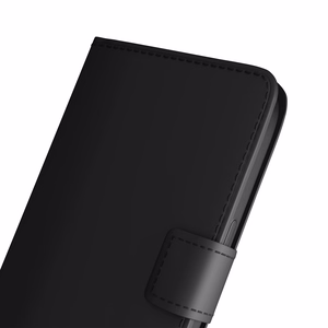 Puro Wallet Stand suojakuori iPhone 17 Air:lle - ekotekonahkainen lompakko- ja jalustakuori, musta