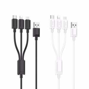 Hoco X74 3-in-1 Kaapeli USB-A - Lightning/Micro USB/USB-C 2A 1m valkoinen
