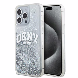 DKNY Liquid Glitter Big Logo Suojakuori iPhone 15 Pro:lle - valkoinen