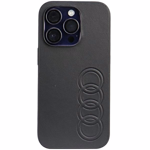 Audi Synthetic Leather Suojakuori iPhone 14 Pro 6.1 musta/musta kova kuori AU-TPUPPCIP14P-TT/D1-BK